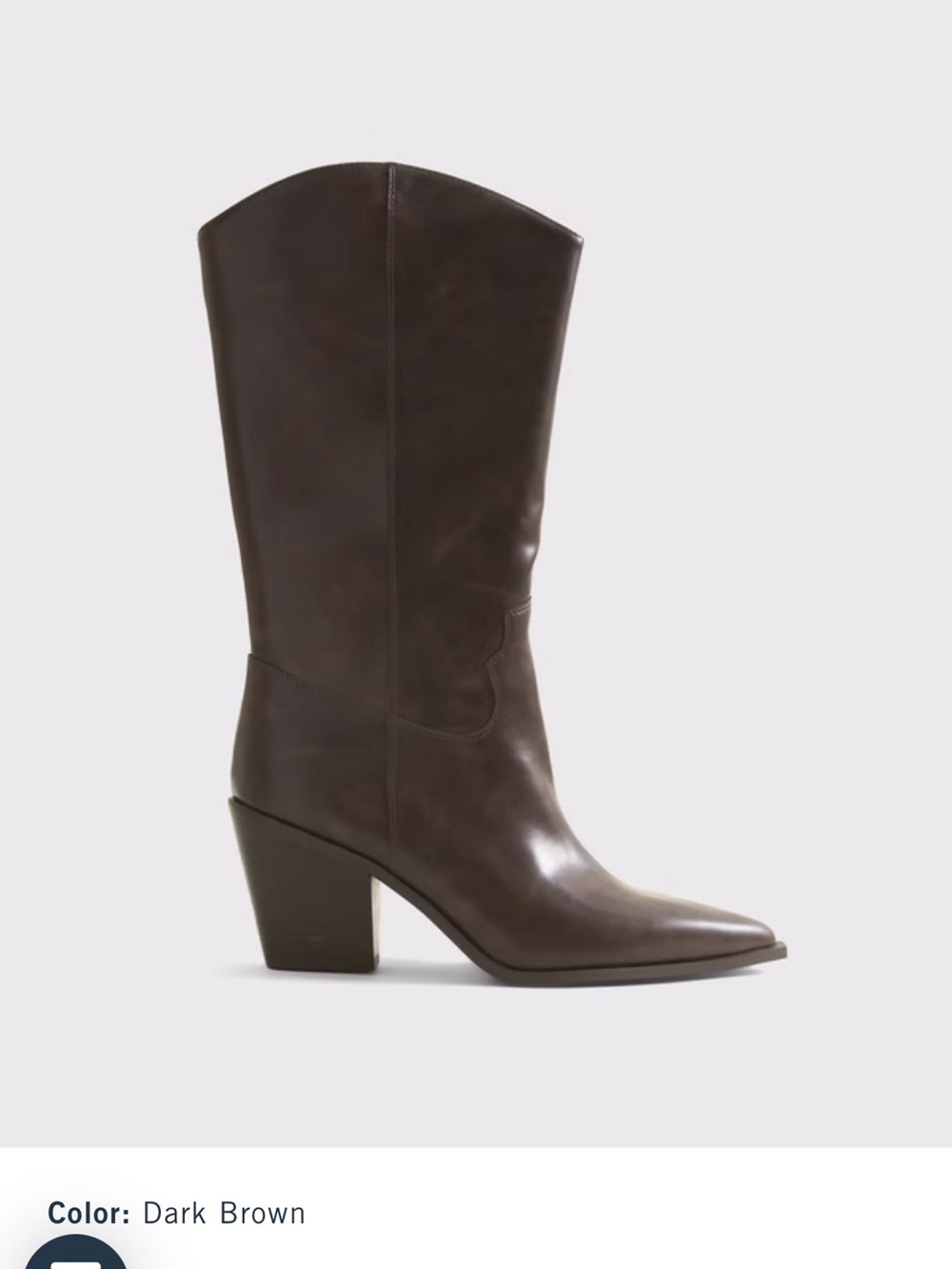 Abercrombie & Fitch Dark Brown Pointed-Toe Mid-Calf Leather Boots